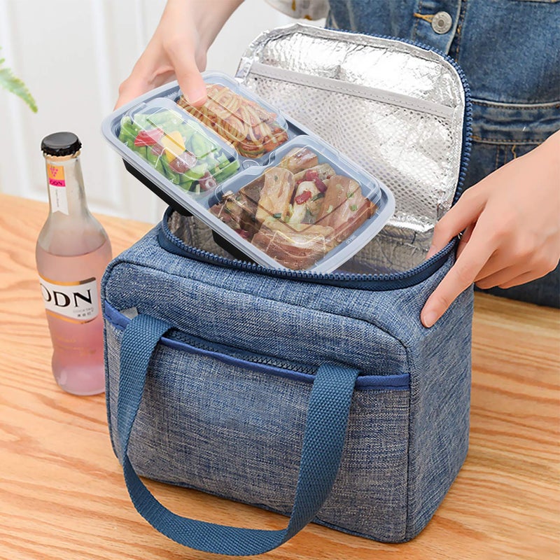 Enther Meal Prep Containers with Lids 20 Pack 3 Compartment Food Storage Bento Lunch Box BPA Free, Reusable, Microwave/Dishwasher/Freezer Safe, 24oz Black Small - Image 5